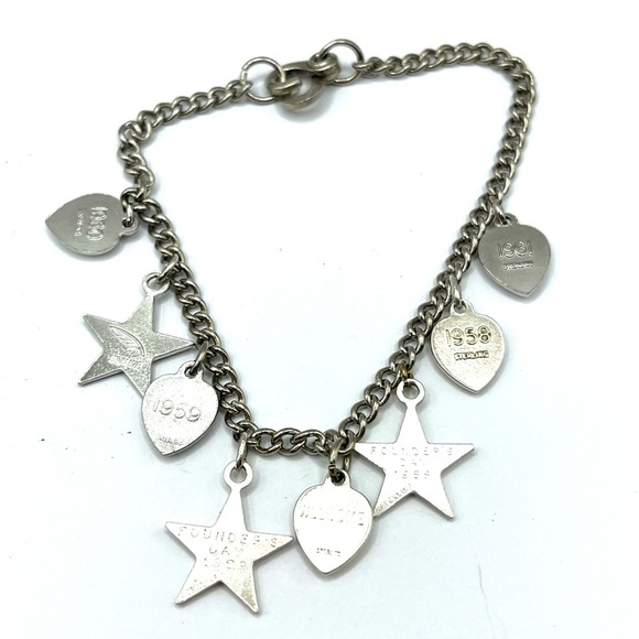 50's 60’s BETA SIGMA PHI Heart Star Charm Vintage Members Bracelet 925 Silver - Picture 8 of 15